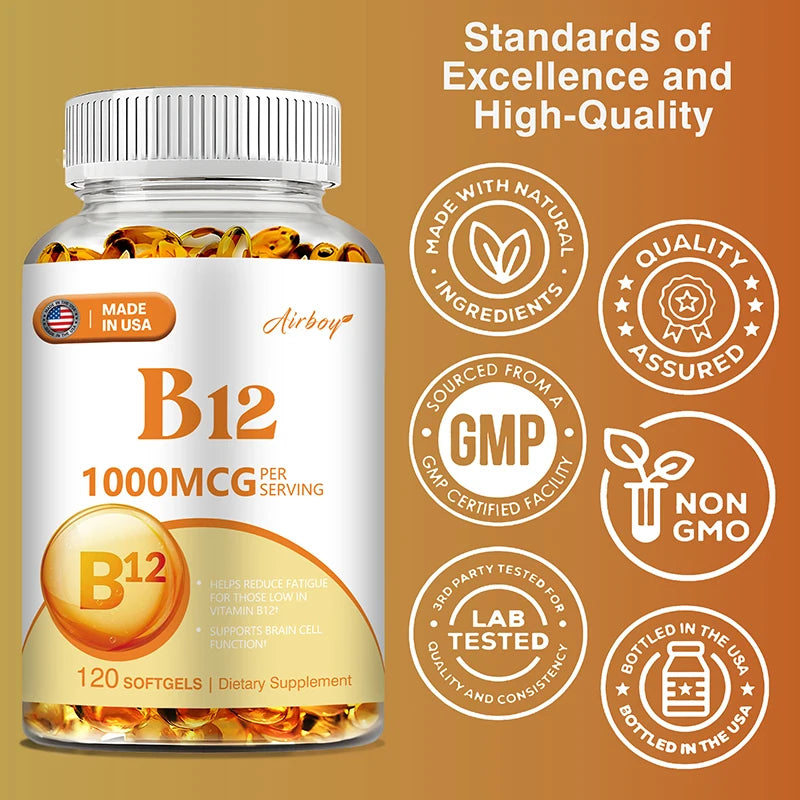 Vitamin B12 - Supports Energy, Metabolism, Relieve Fatigue, Heart Health, Improve Sleep Health